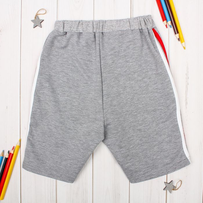 Шорты для мальчика "Формула", рост 122 см (62), цвет серый, принт флажки