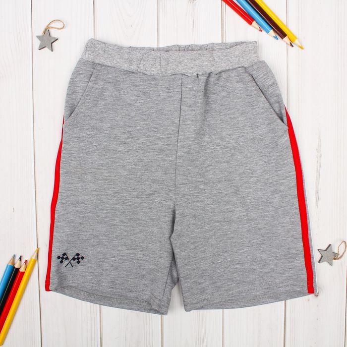 Шорты для мальчика "Формула", рост 128 см (64), цвет серый, принт флажки