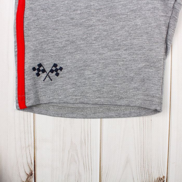 Шорты для мальчика "Формула", рост 146 см (76), цвет серый, принт флажки