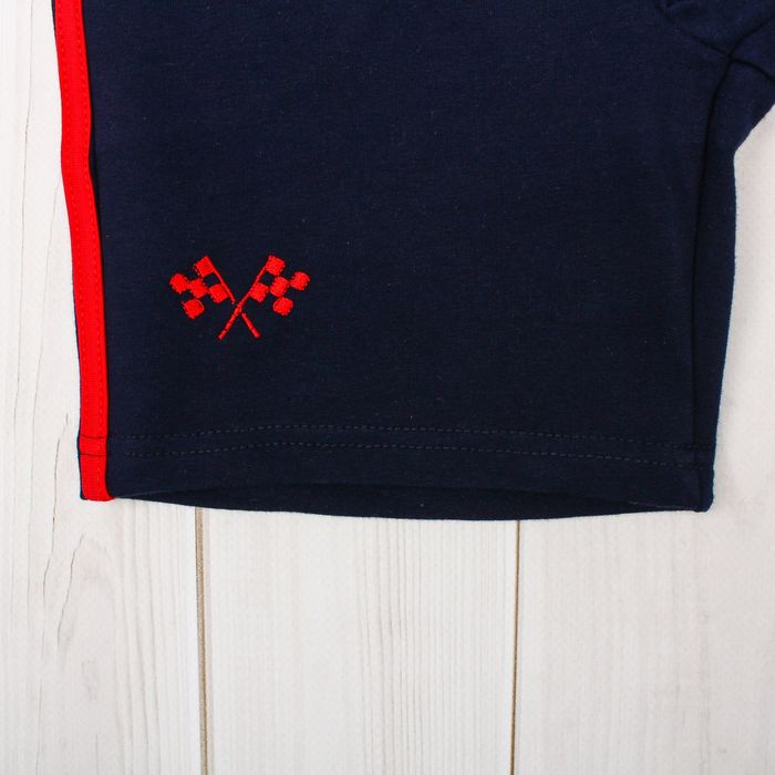 Шорты для мальчика "Формула", рост 134 см (68), цвет тёмно-синий, принт флажки