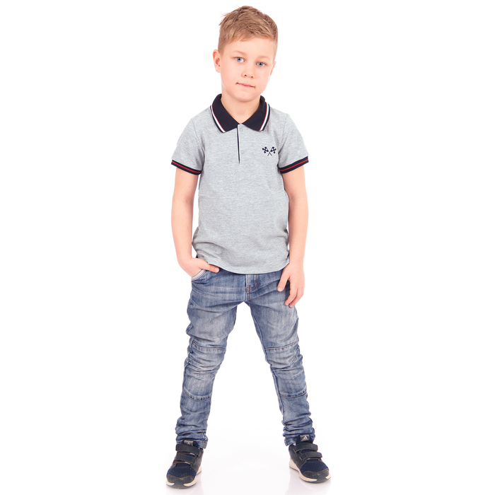 Футболка для мальчика "Формула", рост 122 см (62), цвет серый, принт флажки ПДК295090м