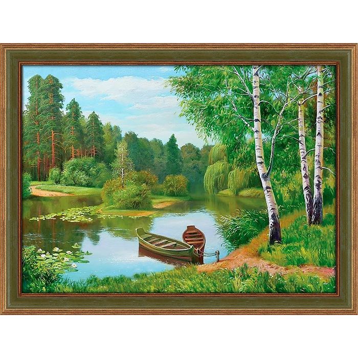 Картина стразами "Лодки у берега"