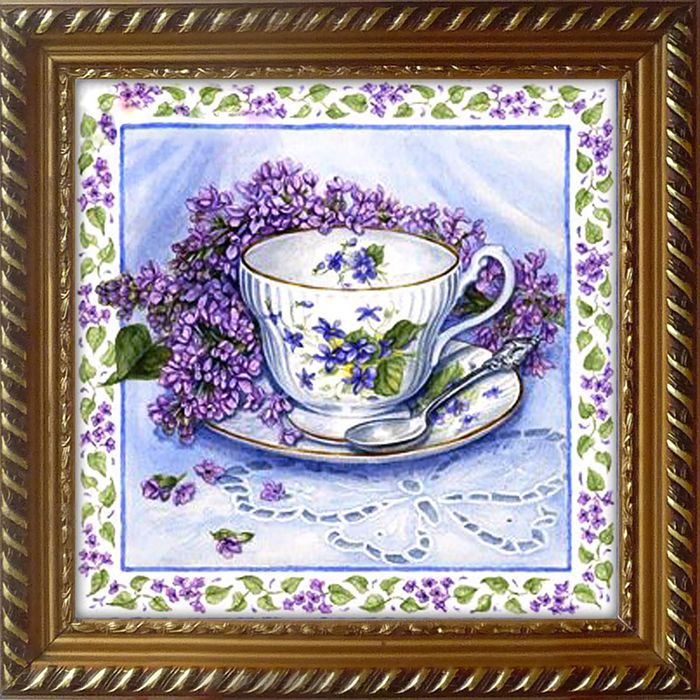 Картина стразами "Натюрморт с сиренью"