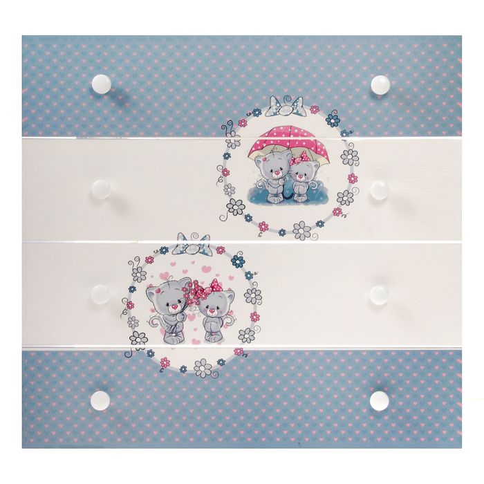 Комод детский пеленальный «Дружные котята» с фотопечатью, 4 выдвижных ящика, цвет белый