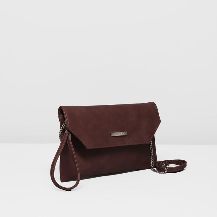 Сумка женская на клапане, 1 отдел, наружный карман, длинный ремень, цвет коричневый