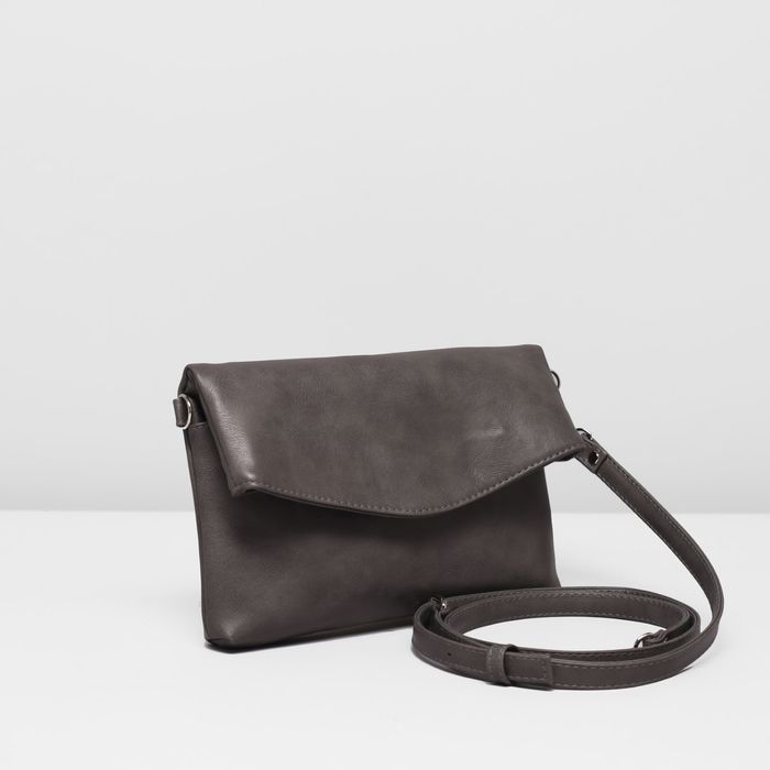 Сумка женская на клапане, 1 отдел, наружный карман, регулируемый ремень, цвет серый