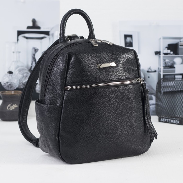 Рюкзак на молнии, 1 отдел, наружный карман, цвет чёрный