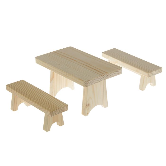 Заготовка для творчества "Набор мебели:  Столовая большая со скамейками"