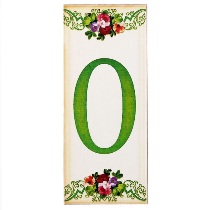 Цифра дверная из дерева "0", цветочный стиль, 3*7 см