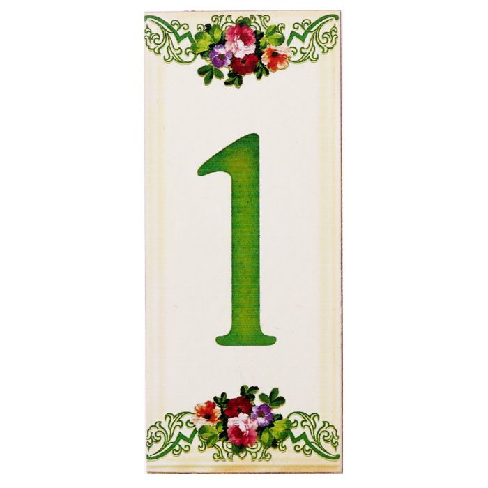 Цифра дверная из дерева "1", цветочный стиль, 3*7 см