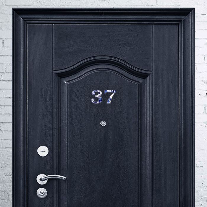 Цифра дверная из дерева "7", гжель, 4,1*4,7 см