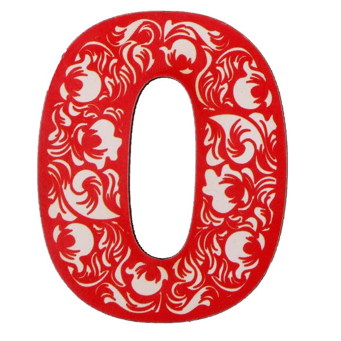 Цифра дверная из дерева "0", орнаментальная, 4,3*5 см