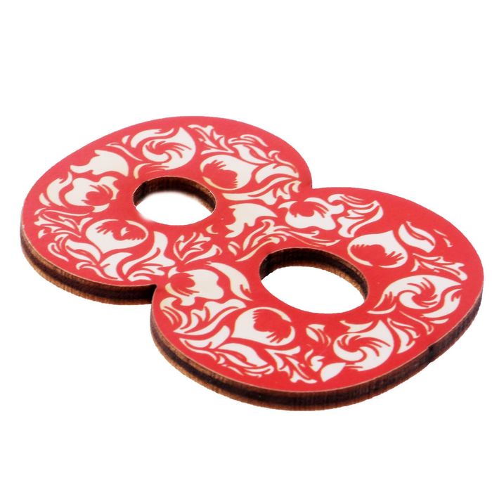 Цифра дверная из дерева "8", орнаментальная, 4,1*5 см