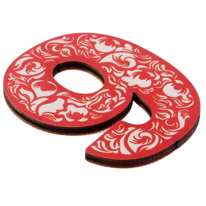 Цифра дверная из дерева "9", орнаментальная, 4,2*5 см