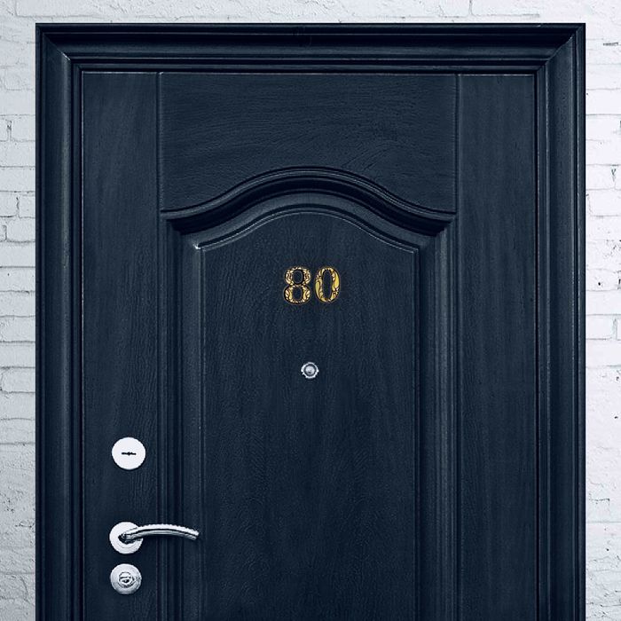 Цифра дверная из дерева "0", черное с золотом, 4,3*5 см