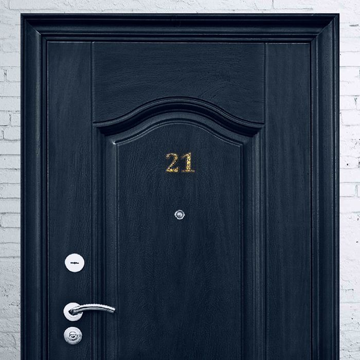 Цифра дверная из дерева "1", черное с золотом, 3*4,7 см