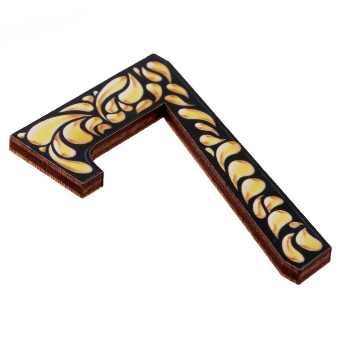 Цифра дверная из дерева "7", черное с золотом, 4,1*4,7 см