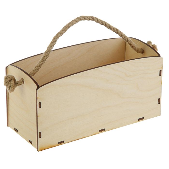 Кашпо флористическое, натуральное, ручка- шнур, 23,5х11,5х10см