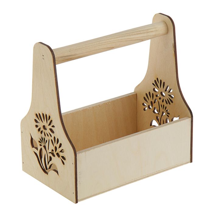 Кашпо флористическое "Ромашка", резное, с ручкой, 20х12,5х20см