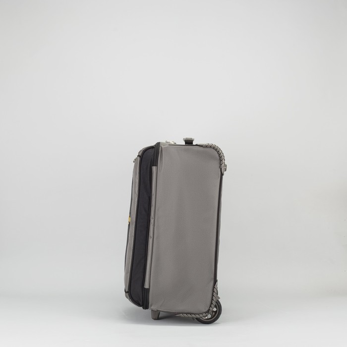 Чемодан малый на молнии, 1 отдел, наружный карман, 2 колеса, кодовый замок, цвет серый/аллюминий