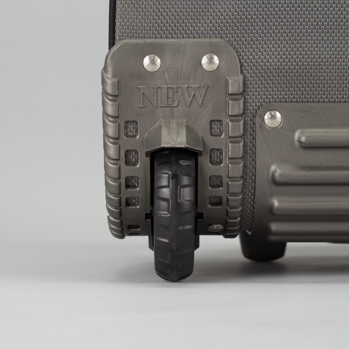 Чемодан малый на молнии, 1 отдел, наружный карман, 2 колеса, кодовый замок, цвет серый/аллюминий