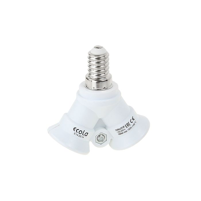 Переходник Ecola с цоколя E14 на 2хE14 Белый