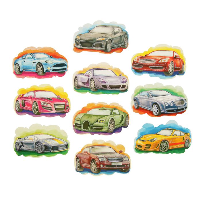 Открытка на скотче "Набор машинок" иномарки