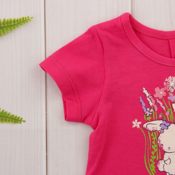 Футболка детская, рост 68 см, цвет фуксия
