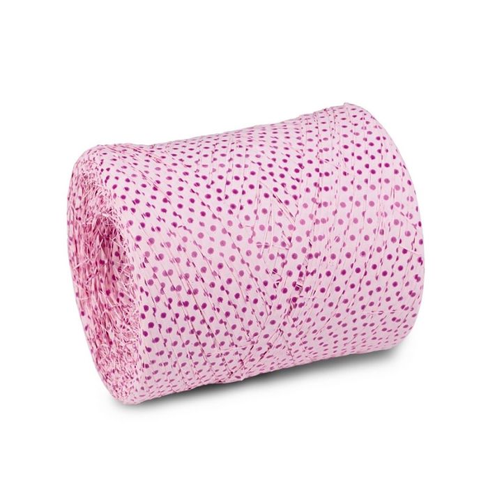 Рафия "Горошек", розовый, 200 м