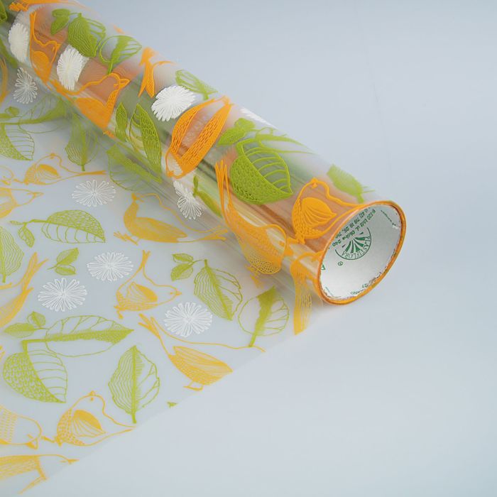 Плёнка для цветов и подарков "Птички", жёлто-зелёная, 0,5 х 9 м, 30 мкм