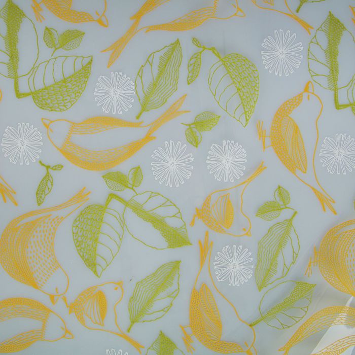 Плёнка для цветов и подарков "Птички", жёлто-зелёная, 0,5 х 9 м, 30 мкм