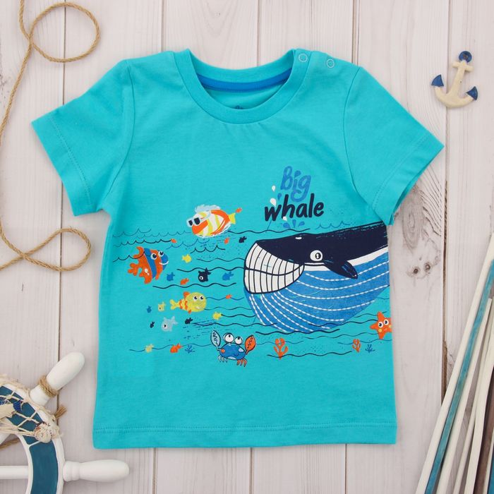 Футболка для мальчика, рост 80 см, цвет бирюзовый