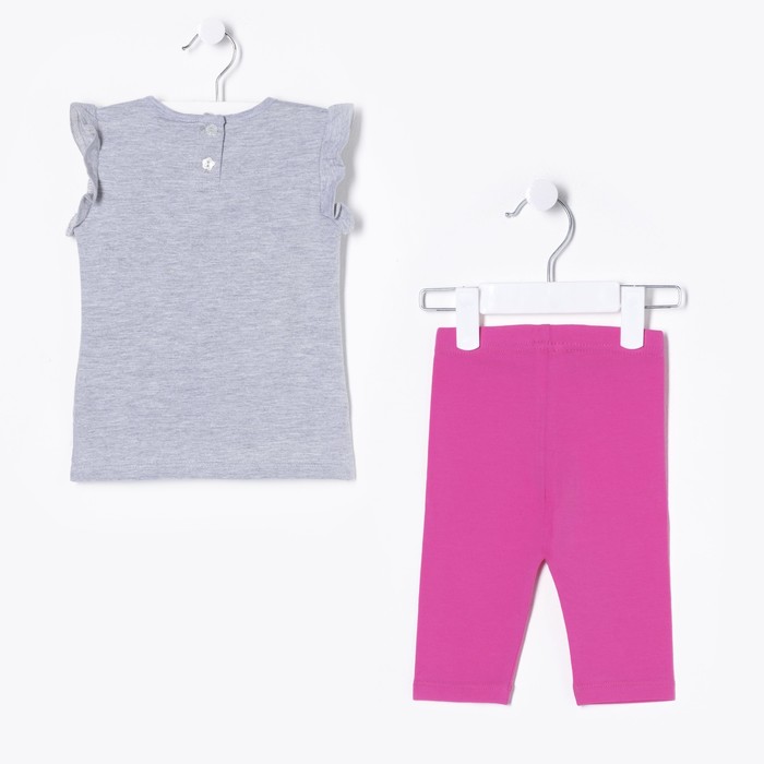 Комплект для девочки (платье, бриджи), рост 92 см, цвет серый меланж