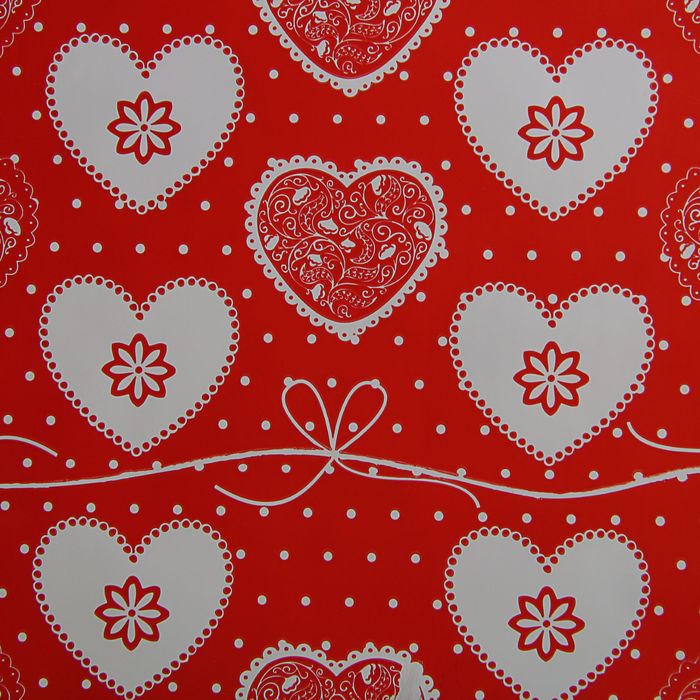 Плёнка для цветов и подарков перламутровая "Сердца", 0,5 х 9 м, 30 мкм