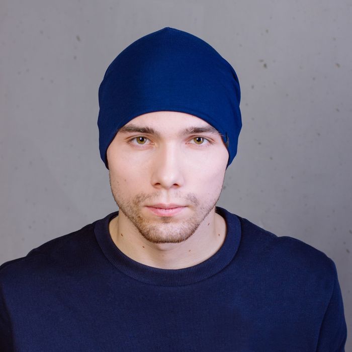 Шапка мужская "М-130" демисезонная, размер 56-58, цвет темно-синий (арт. 808212)