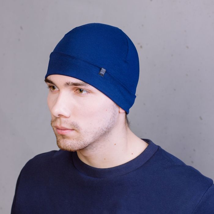Шапка мужская "М-130" демисезонная, размер 56-58, цвет темно-синий (арт. 808212)