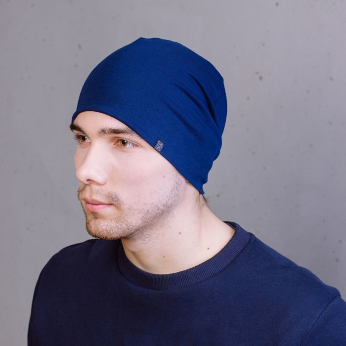 Шапка мужская "М-130" демисезонная, размер 56-58, цвет темно-синий (арт. 808212)