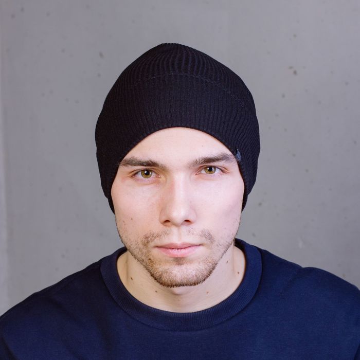 Шапка мужская "М-160" демисезонная, размер 56-58, цвет черный (арт. 808601)