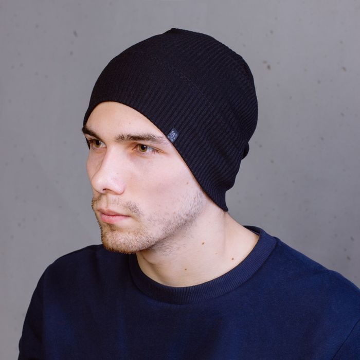 Шапка мужская "М-160" демисезонная, размер 56-58, цвет черный (арт. 808601)
