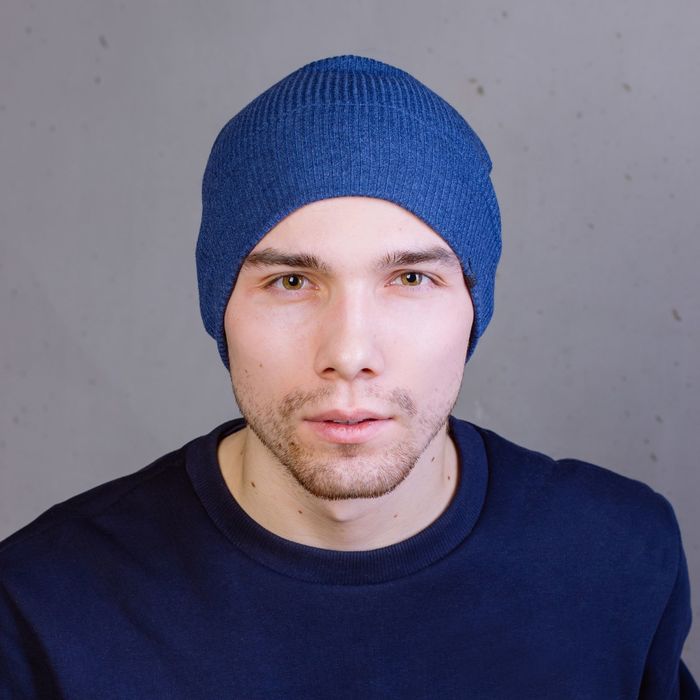 Шапка мужская "М-160" демисезонная, размер 56-58, цвет джинс (арт. 808609)