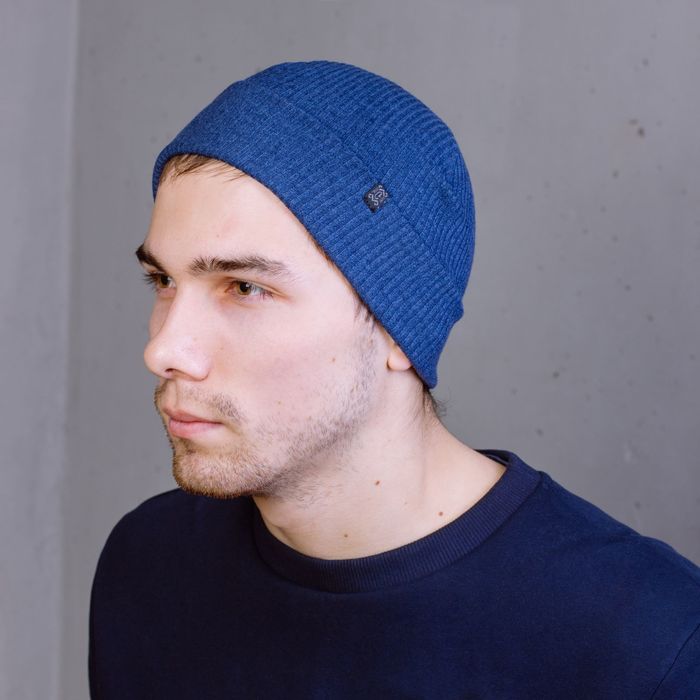 Шапка мужская "М-160" демисезонная, размер 56-58, цвет джинс (арт. 808609)