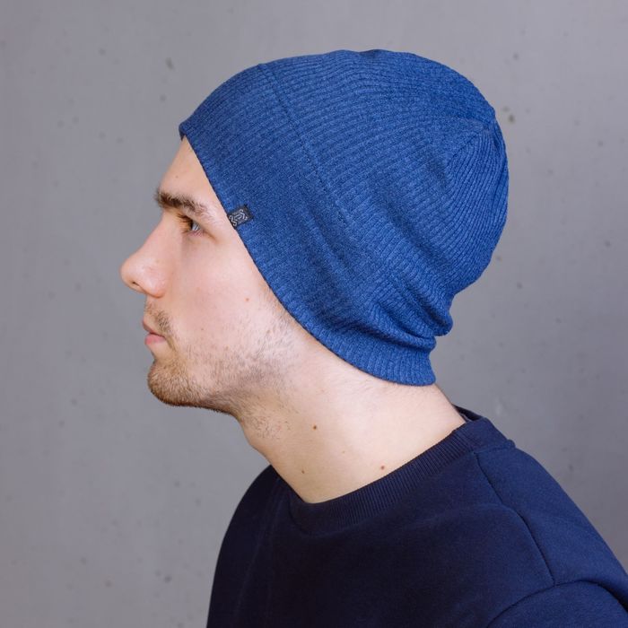 Шапка мужская "М-160" демисезонная, размер 56-58, цвет джинс (арт. 808609)