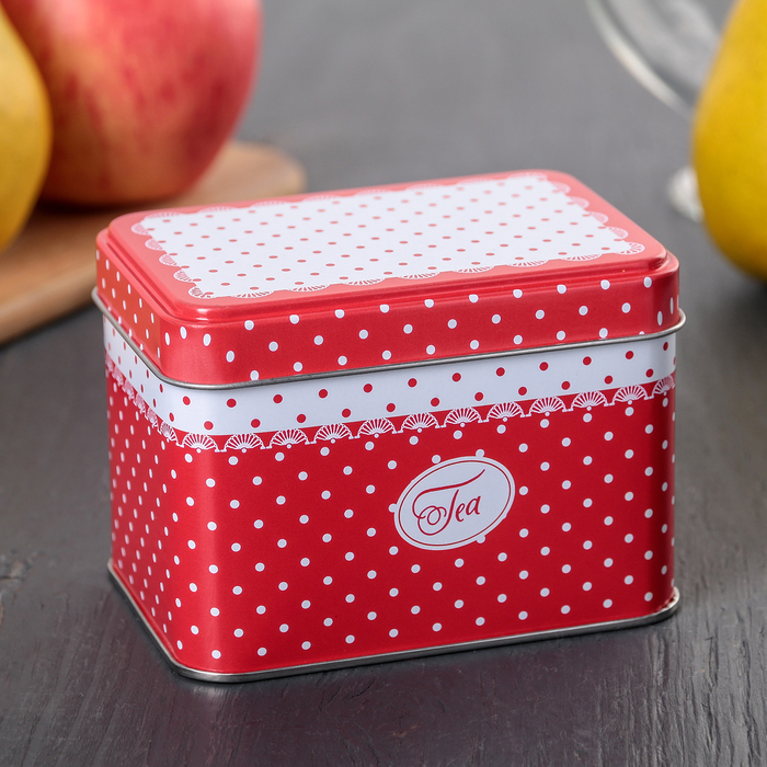 Банка для сыпучих продуктов 400 мл "Горошек", прямоугольная, 6,7х9,8 см, высота 6,9 см