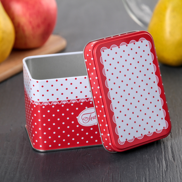 Банка для сыпучих продуктов 400 мл "Горошек", прямоугольная, 6,7х9,8 см, высота 6,9 см