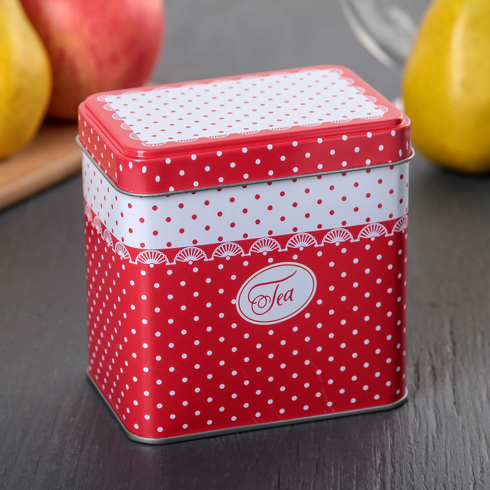 Банка для сыпучих продуктов 600 мл "Горошек", прямоугольная, 6,7х9,8 см, высота 9,8 см