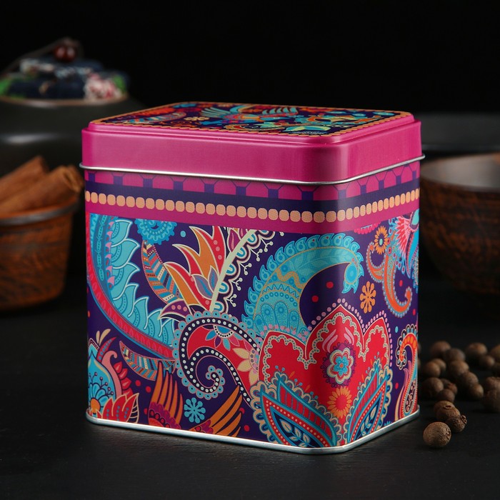 Банка для сыпучих продуктов 600 мл "Турецкие огурцы", прямоугольная, 9,8х6,7 см, высота 9,8 см