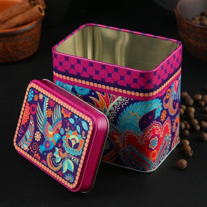 Банка для сыпучих продуктов 600 мл "Турецкие огурцы", прямоугольная, 9,8х6,7 см, высота 9,8 см