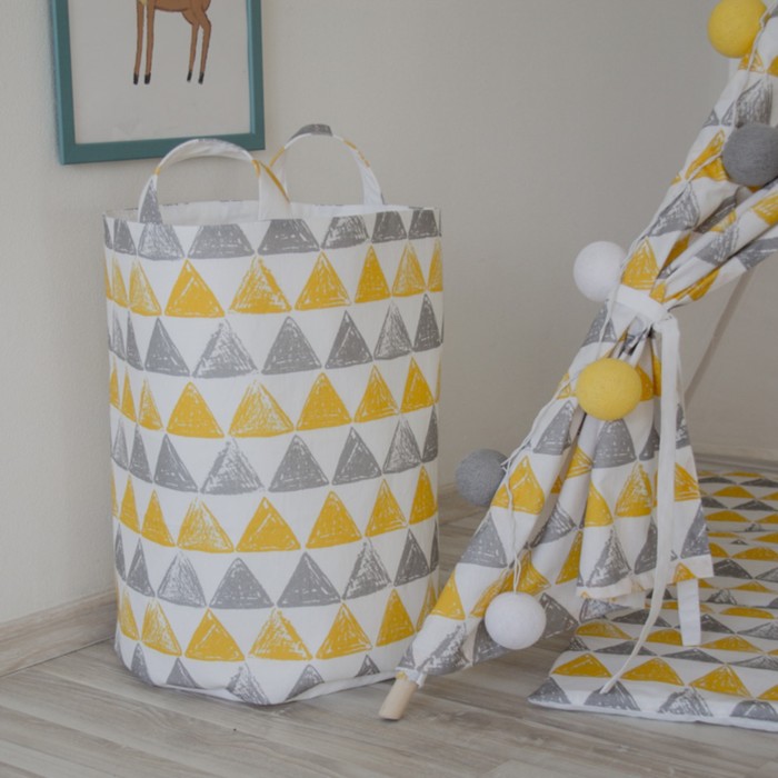 Тканевая корзина, хлопок, треугольники