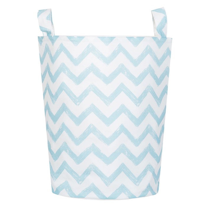 Тканевая корзина, хлопок, голубой зигзаг