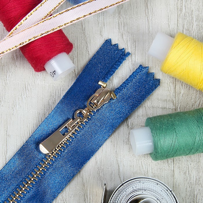 Молния ZZD, №3, неразъёмная, 18см, цвет синий